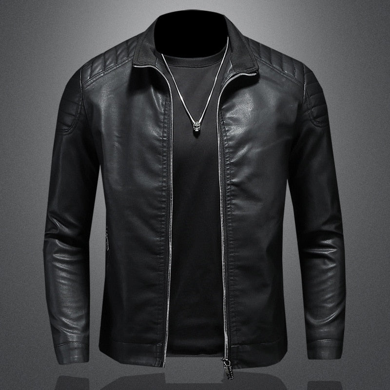 faux leather motorcycle jacket for men