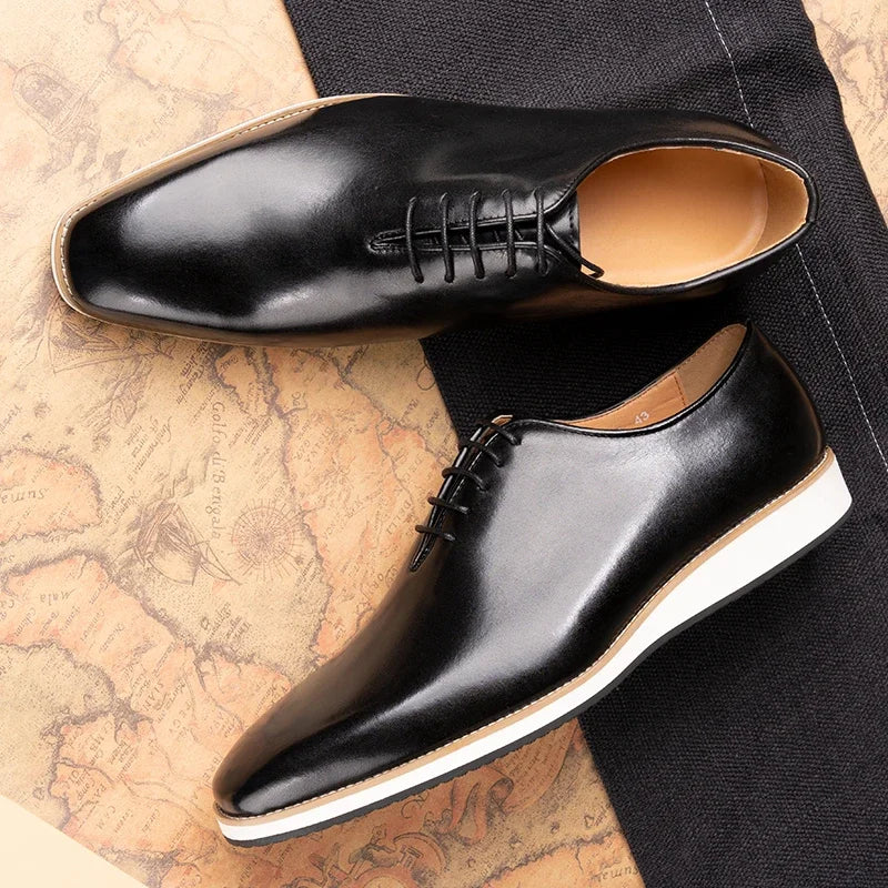 Leather Black Handmade Men Shoes 