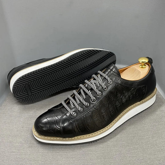 crocodile pattern leather shoes for men