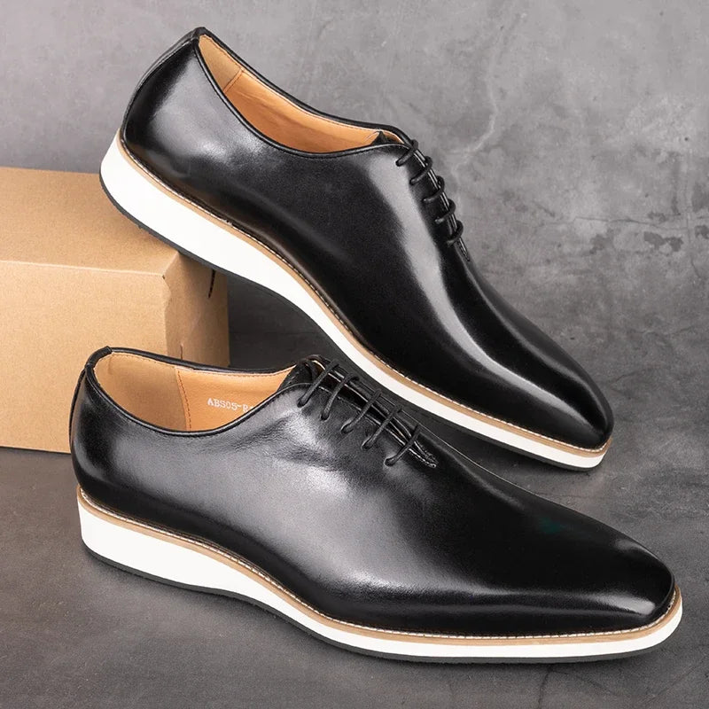 Leather Black Handmade Men Shoes 