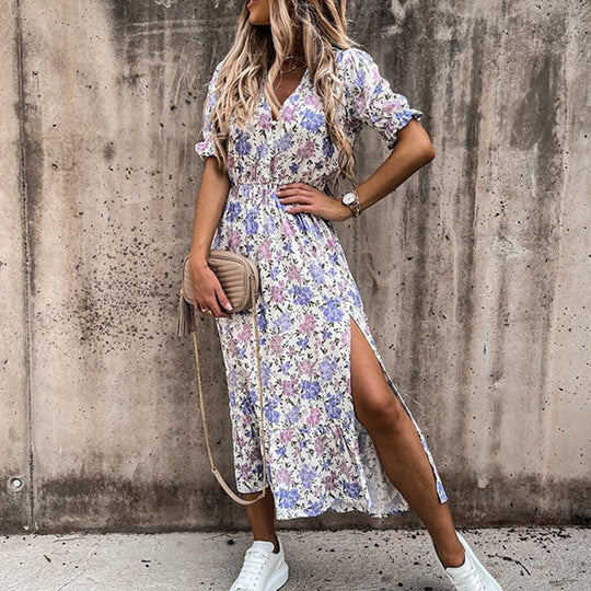 Long dress with floral print