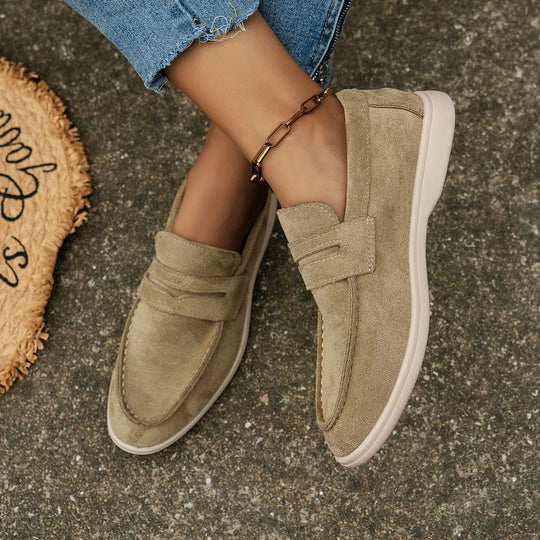 Flat suede loafers for women 