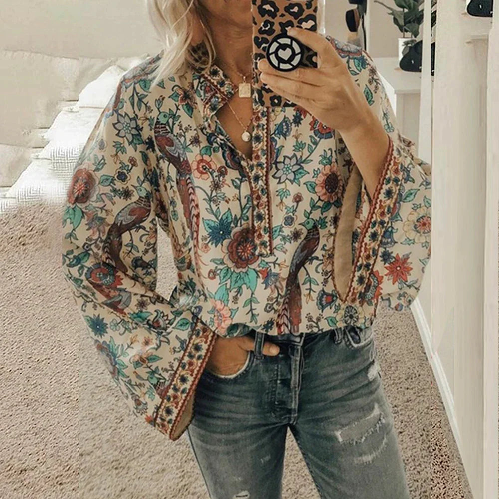 Boho long sleeve blouse for women