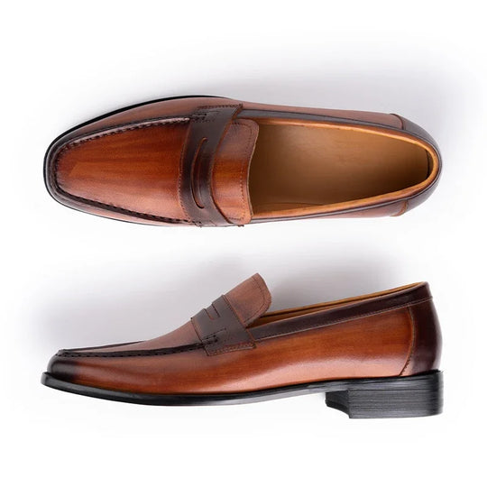 High-quality brown leather loafers 