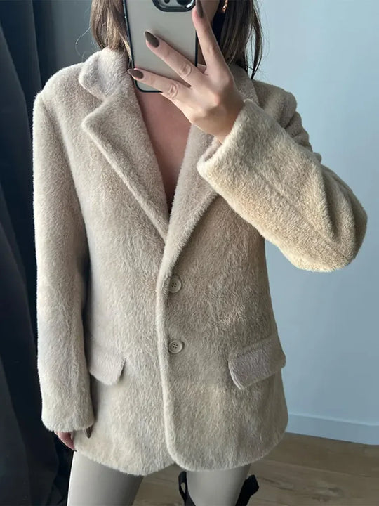 Fashionable plush coat for women