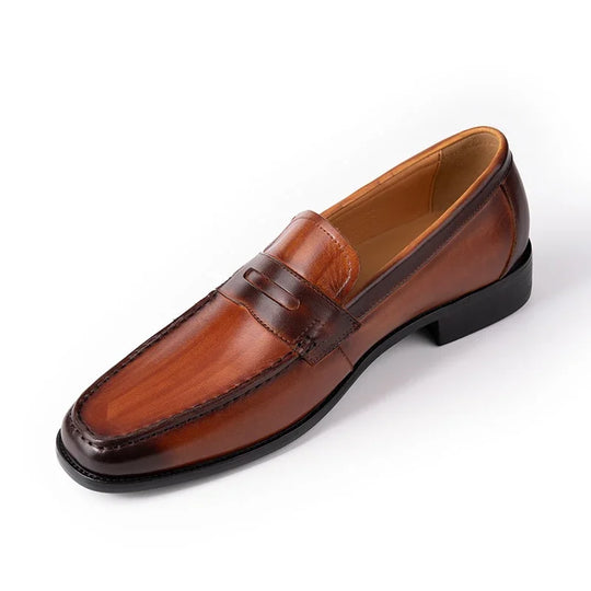 High-quality brown leather loafers 