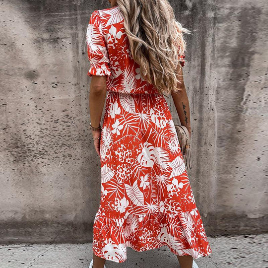 Long dress with floral print