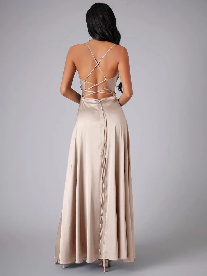 Elegant long backless dress for women