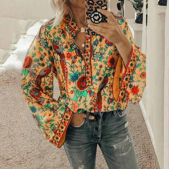 Boho long sleeve blouse for women