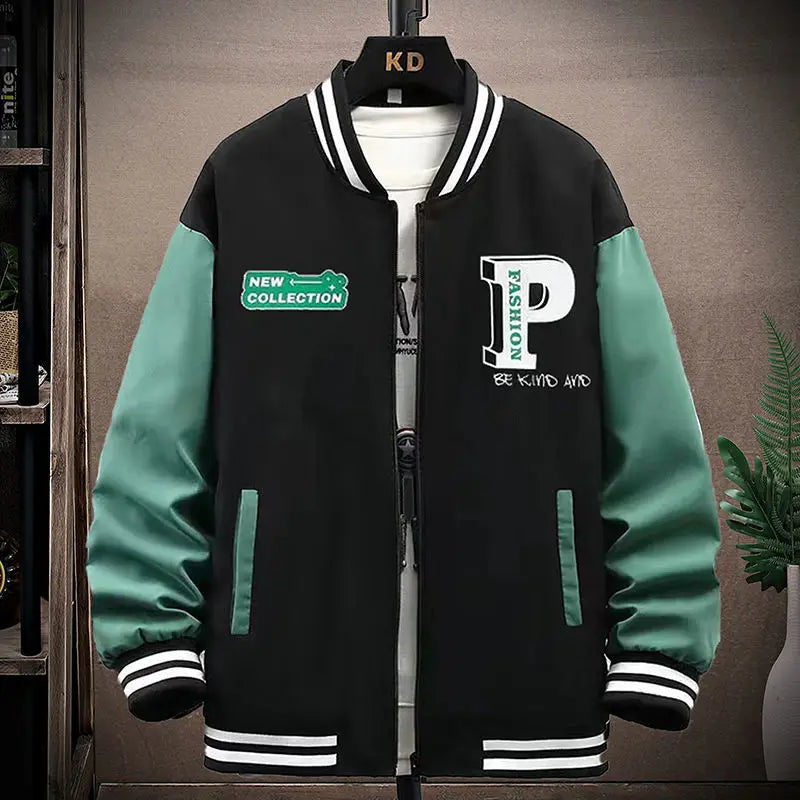 Men's baseball jacket with velvet lining