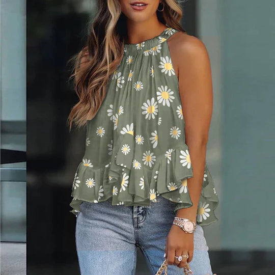 Printed sleeveless women's tank