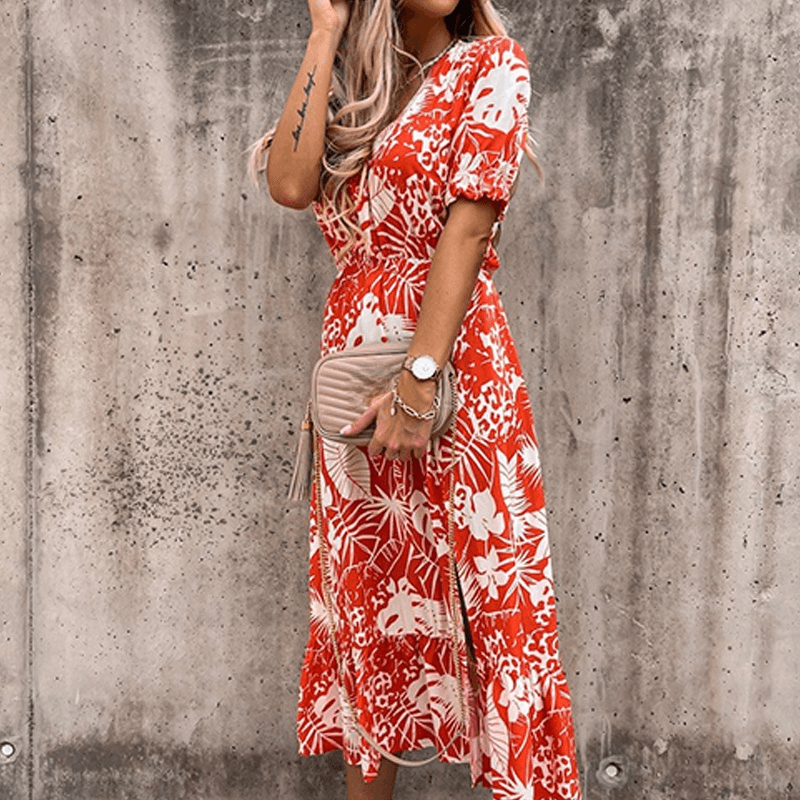 Long dress with floral print