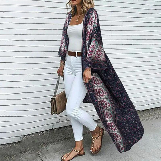 Summer long floral cardigan for women