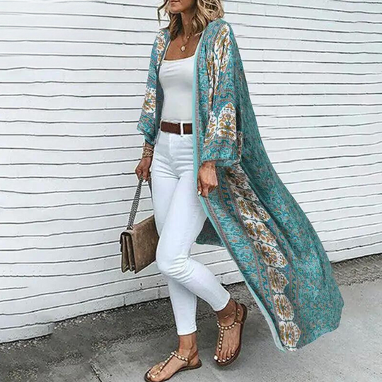 Summer long floral cardigan for women