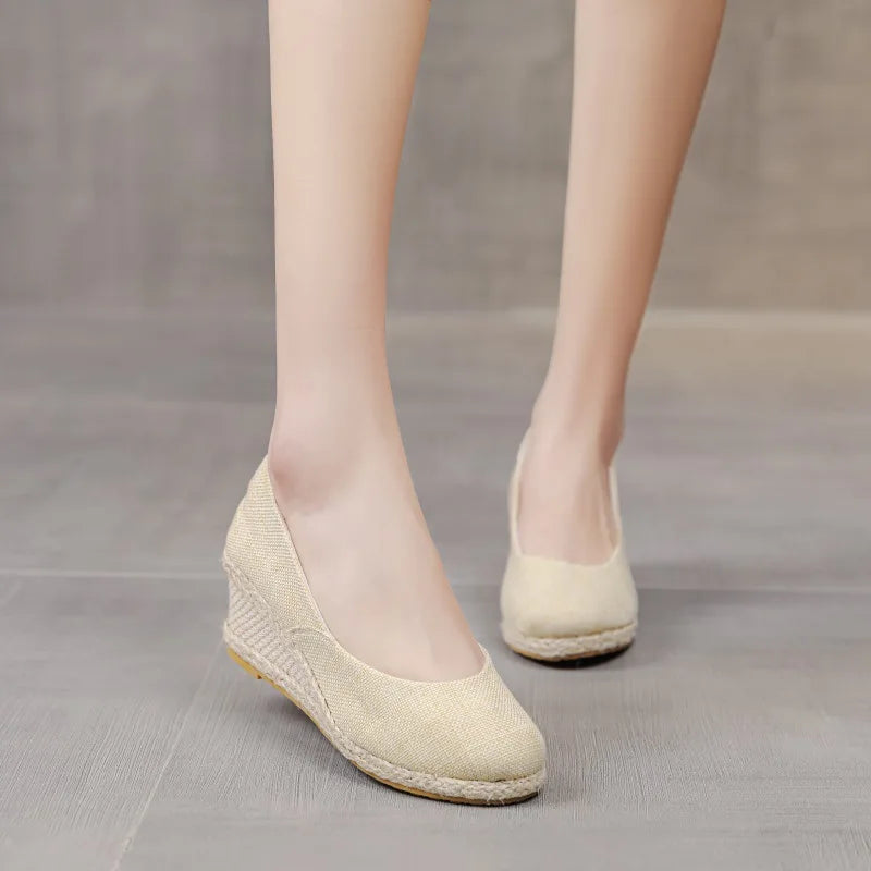 Espadrilles aus Canvas mit Keilsohle