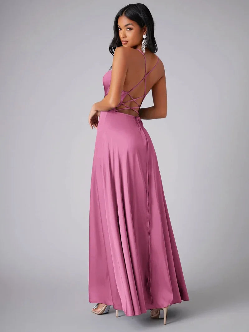 Elegant long backless dress for women