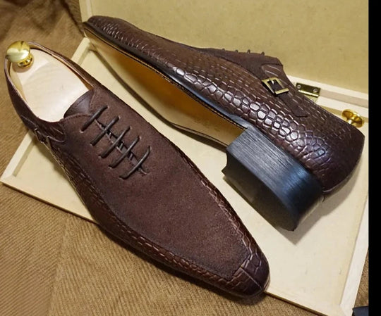 Crocodile Prints Leather Shoes for Men 