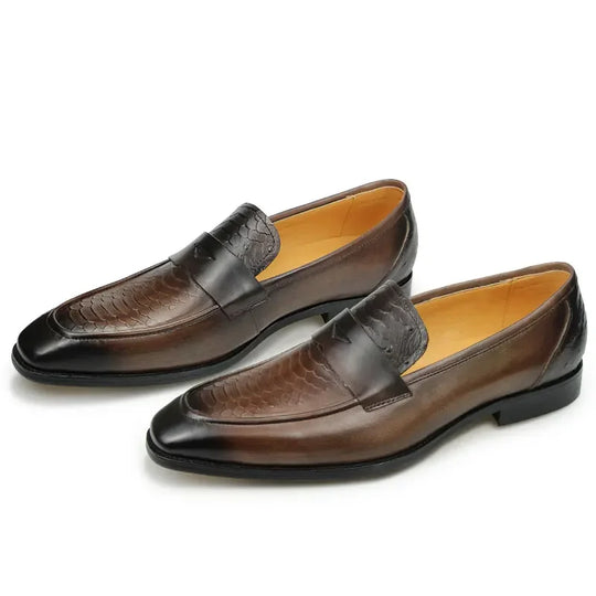 Exquisite Print Leder Loafers