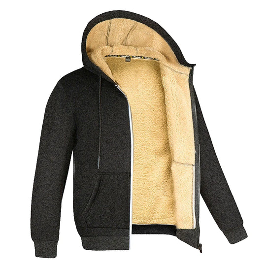 lambswool hooded fleece jacket