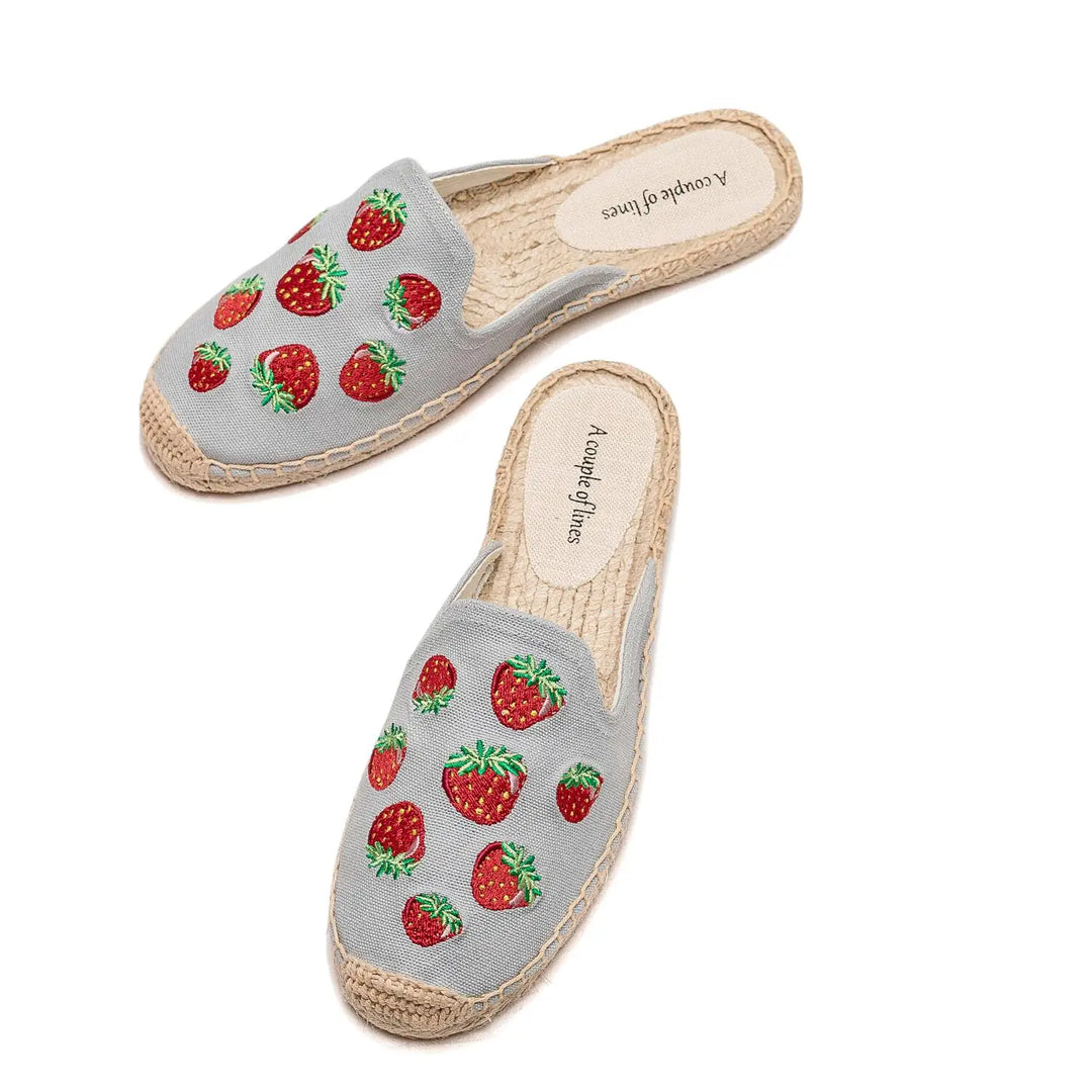 Gestickte Espadrille-Pantoletten für Frauen