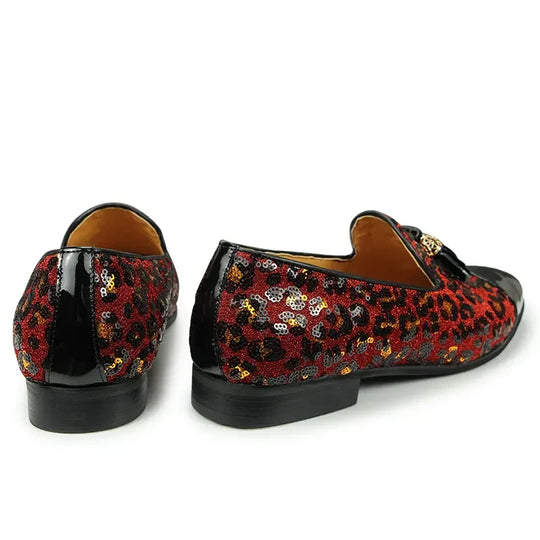 Rote Lackleder-Loafer