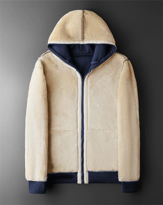 lambswool hooded fleece jacket