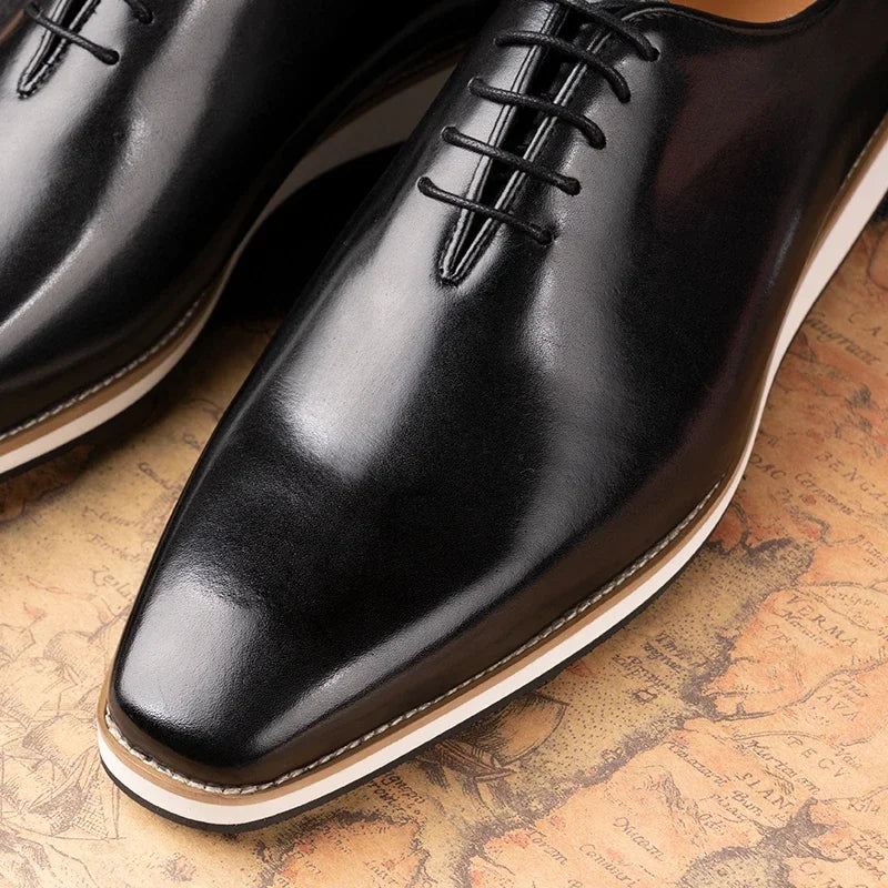 Leather Black Handmade Men Shoes 