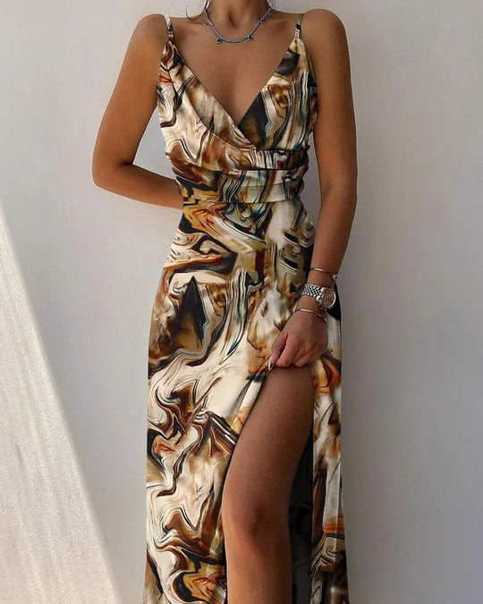 Satin Cocktail Dress with Slit for Women