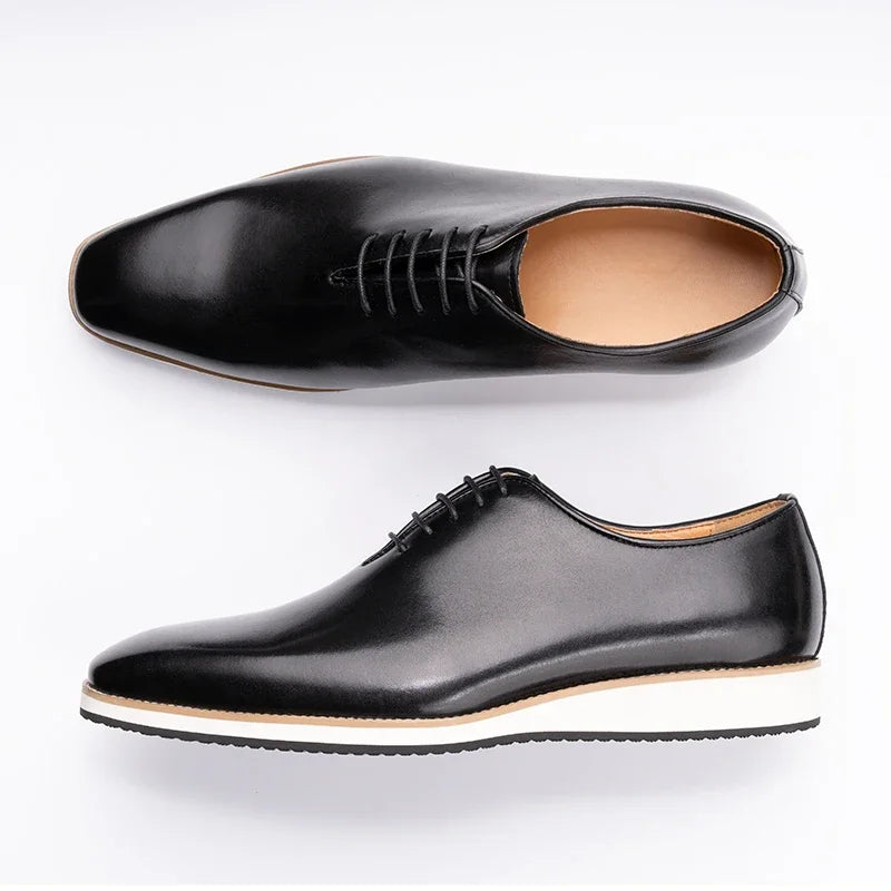 Leather Black Handmade Men Shoes 