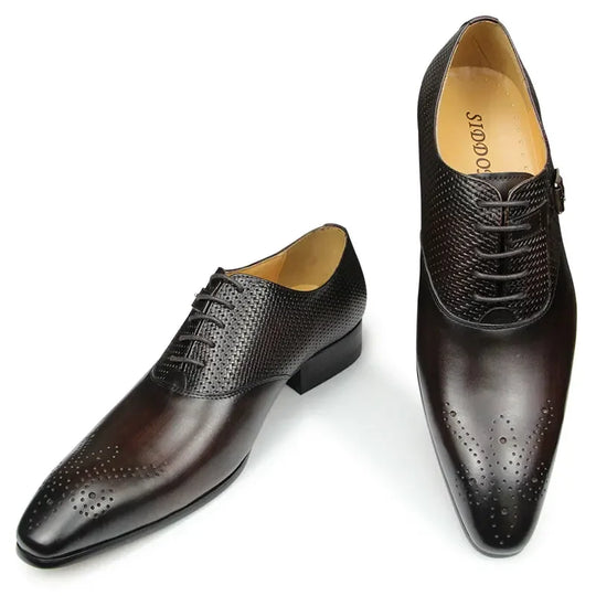 Men's Casual Oxford Business Leather Dress Shoes 