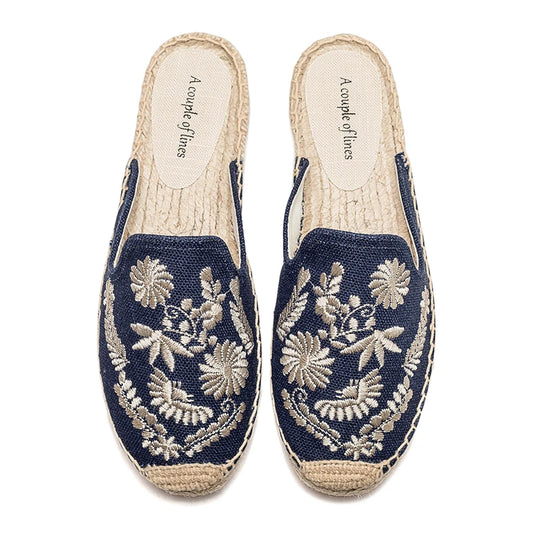 Bestickte Espadrille-Pantoletten für Frauen