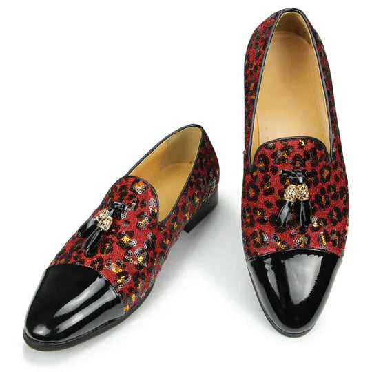 Rote Lackleder-Loafer