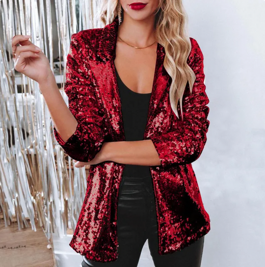 Fashionable two-tone sequin blazer for women