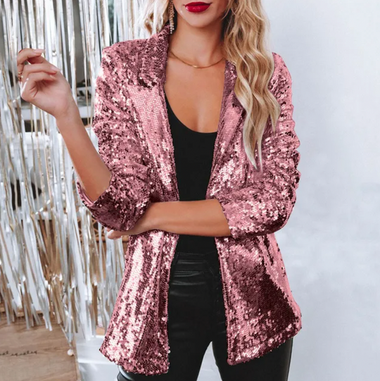 Fashionable two-tone sequin blazer for women