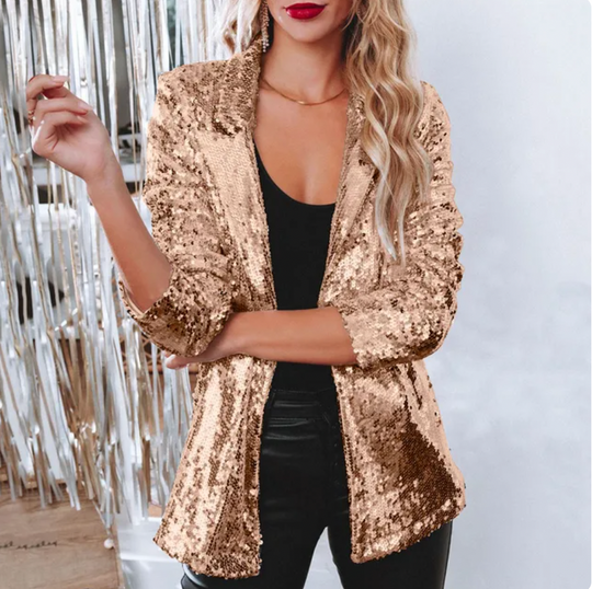 Fashionable two-tone sequin blazer for women