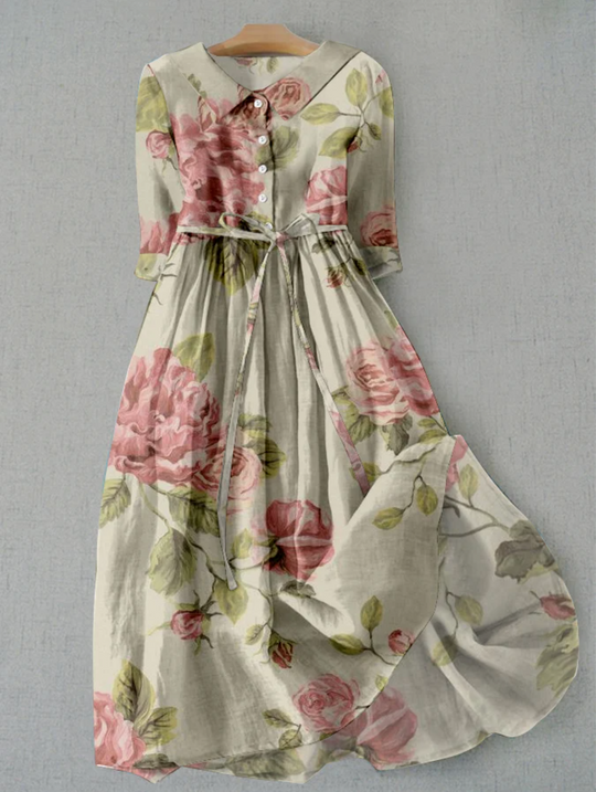 Comfortable long dress with floral pattern