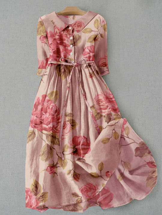 Comfortable long dress with floral pattern