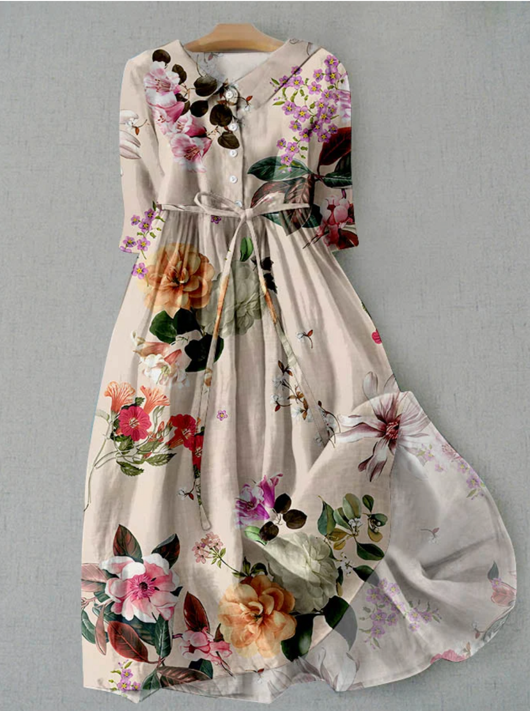 Comfortable long dress with floral pattern