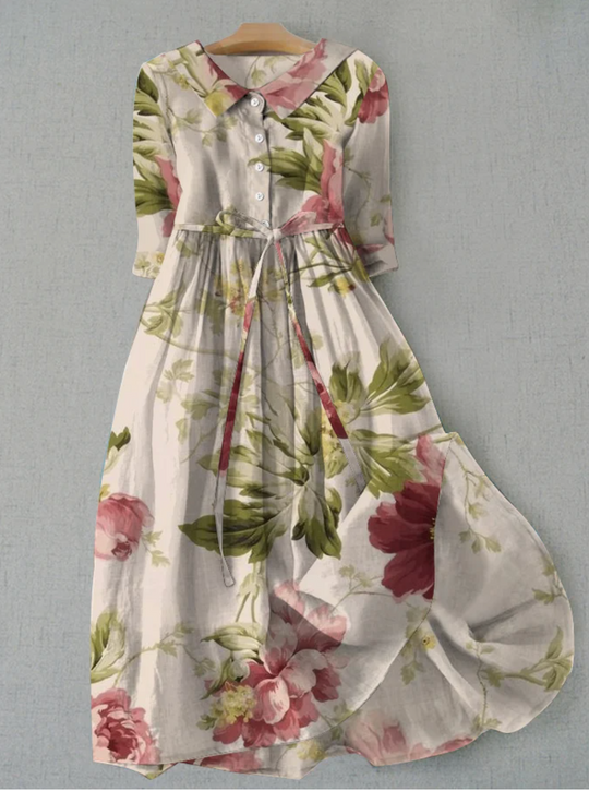 Comfortable long dress with floral pattern