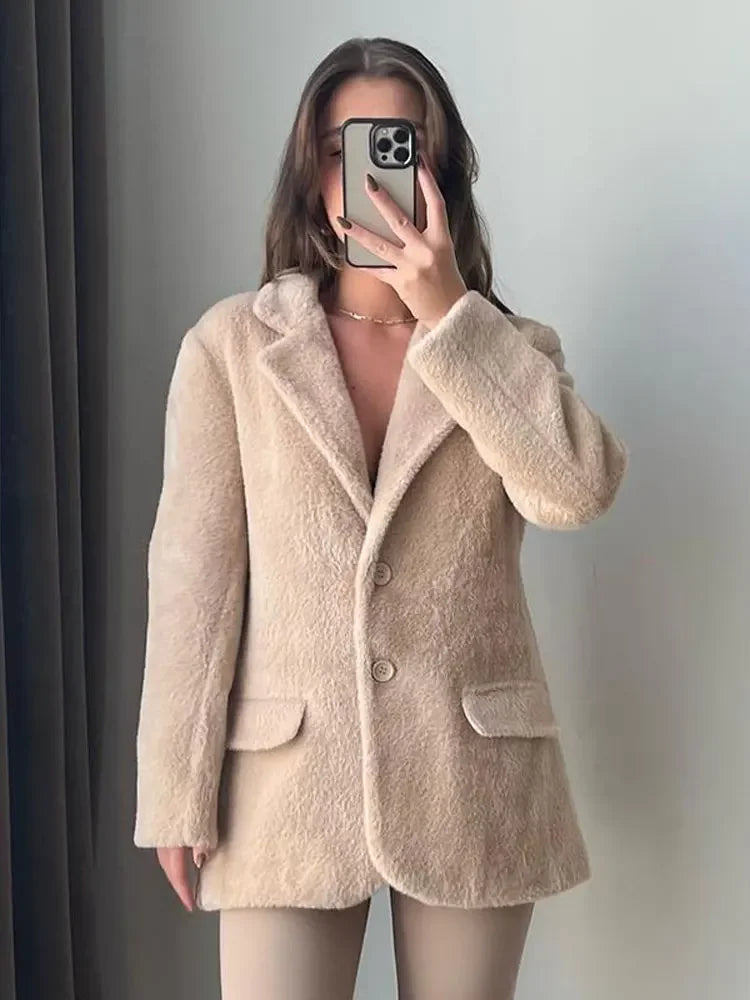 Fashionable plush coat for women