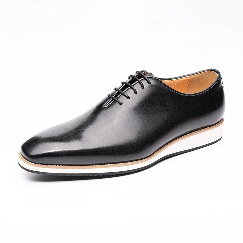 Leather Black Handmade Men Shoes 