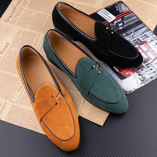 Luxe Suede Buckle Loafers 