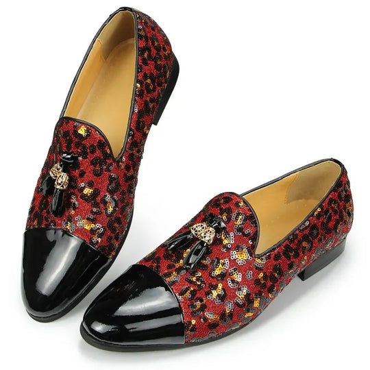 Rote Lackleder-Loafer