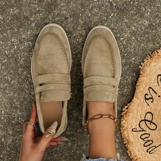 Flat suede loafers for women 