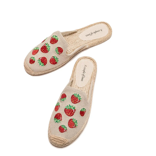 Gestickte Espadrille-Pantoletten für Frauen