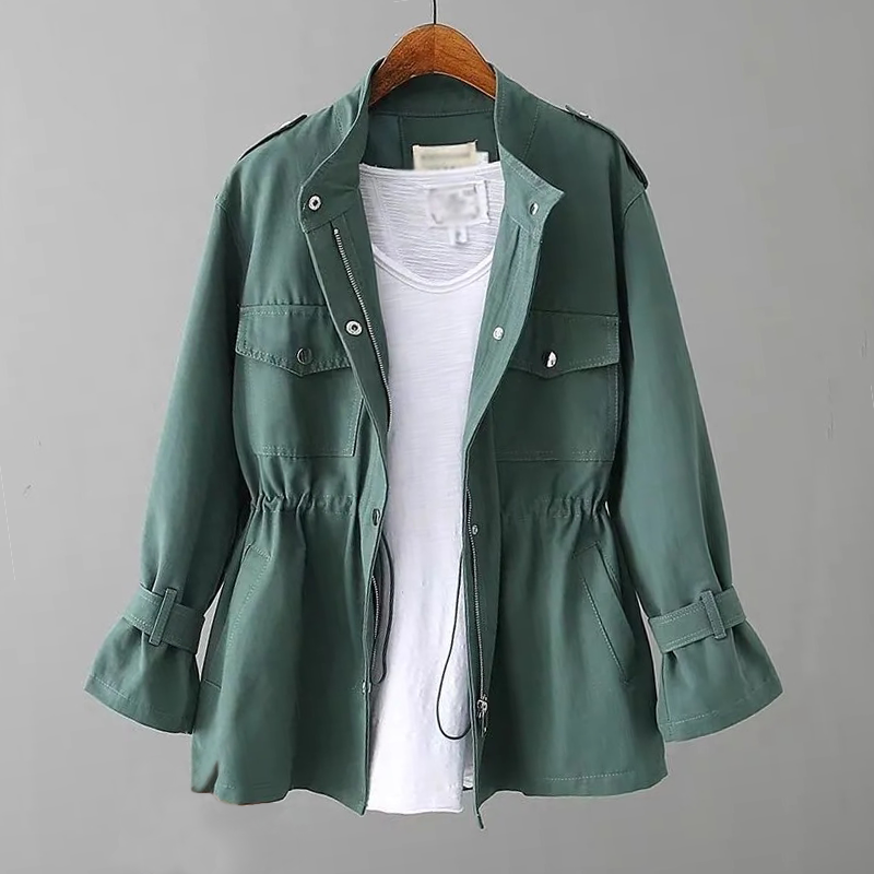 Solid Color Drawstring Jacket for Women