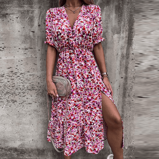 Long dress with floral print