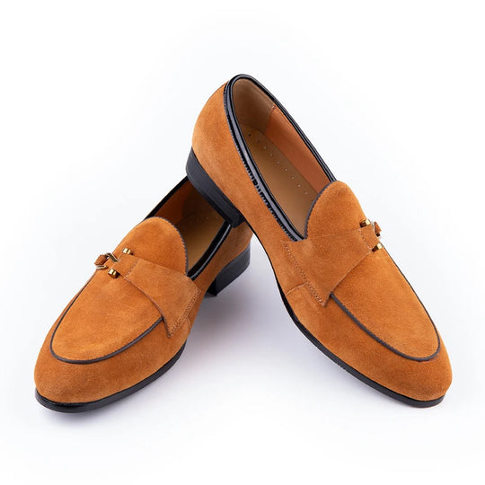 Luxe Suede Buckle Loafers 