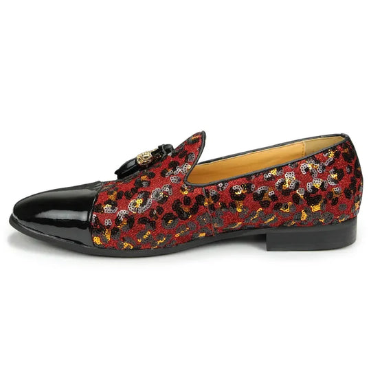 Rote Lackleder-Loafer