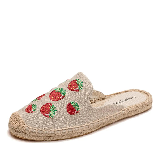 Gestickte Espadrille-Pantoletten für Frauen